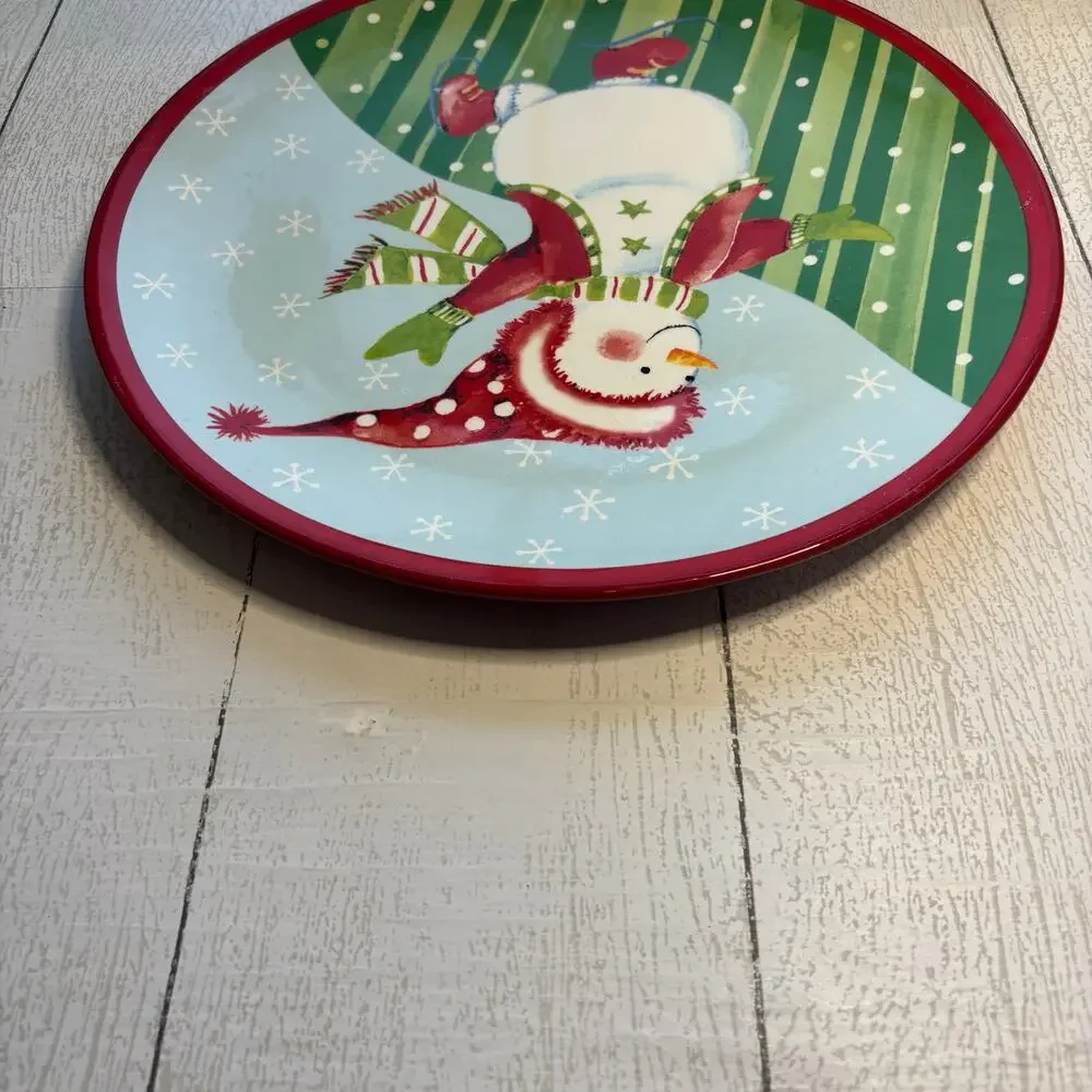 Ganz Skating Snowman Christmas Serving Platter 12